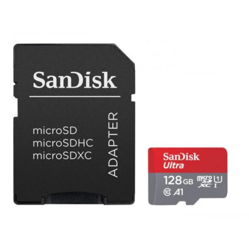SanDisk  microSDXC Mobile Ultra memóriakártya 128GB, + adapter, (140MB/s) class 10, A1 (215427)