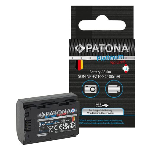 PATONA Platinum Akkumulátor USB-C input - Sony NP-FZ100 (A7 III A7M3 Alpha 7 III A7 R III A7RM3 Alpha 7 R III A9 Alpha 9) - 1360
