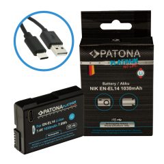   PATONA Platinum Akkumulátor USB-C input - Nikon EN-EL14 - D3100 D3200 D5100 D5200 P7000 (1400)