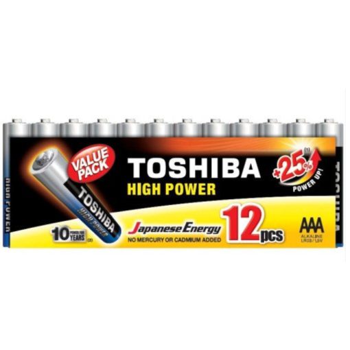 TOSHIBA elem AAA (LR3GCP MP-12, 1.5 Volt , tartós, High Power (12db/csomag)