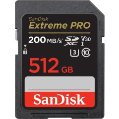   SanDisk Extreme PRO SDXC™ memóriakártya 512GB  ( 200MB/s olvasási / 140MB/s írási sebesség) UHS-I, Class 10, U3 (121598)