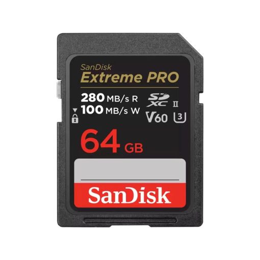 SANDISK SDXC EXTREME PRO KÁRTYA 64GB, 280/100 MB/s, UHS-II, V60,C10 (00215491)