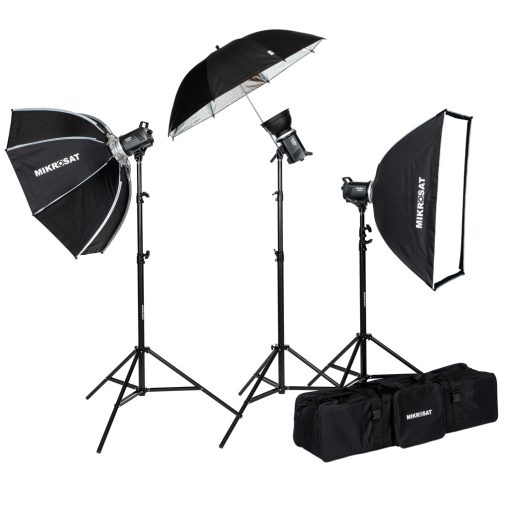 Godox MS300II-V Tripla Vakuszett Mikrosat Click Softboxal és ernyővel(3 x 300Ws)