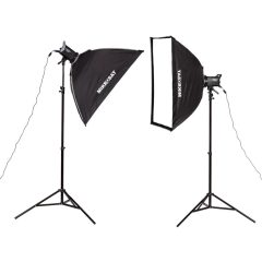   Godox LA150Bi Dupla LED Lámpa Szett, Mikrosat 4Click 60x90cm softboxal